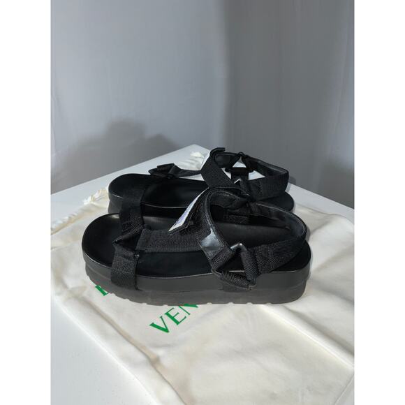 Bottega Veneta Trip 50mm Nylon Black Open Toe Platform Sandals Size 7 - Picture 3 of 6